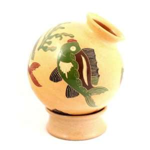  Decorative Ceramic Pottery Vase Hand Painted Fish in Multi 