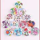 100 Mix Wood Flower Sewing Button