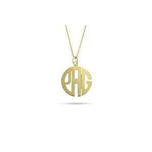  Gold Vermeil Small Block Style Monogram Necklace: Jewelry