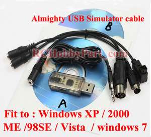 12in1 Flight Simulator Cable/USB Dongle 4 JR FUTABA Eflite DX6i DX7 