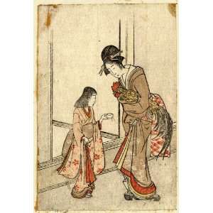   motsu onna to kamuro. TITLE TRANSLATION: Woman holding a rooster