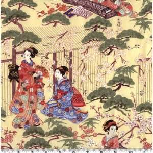   Wide Geisha Garden Parchment Fabric By The Yard: Arts, Crafts & Sewing