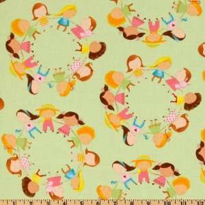  44 Wide Hopscotch Circle Of Friends Green Fabric By The 
