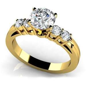 Yellow Gold, Channel Band Diamond Engagement Ring, 1.03 ct. (Color: HI 