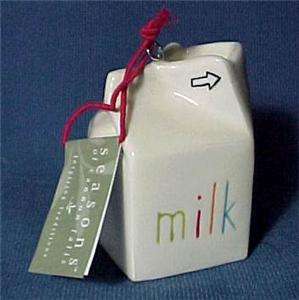 Pt Milk Carton Porcelain Christmas Tree Ornament  