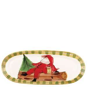  Vietri Holiday Santa Old St. Nick Narrow Oval Serving 