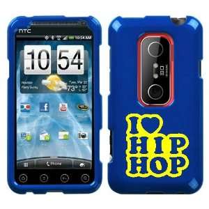   3D YELLOW I LOVE HIP HOP ON A BLUE HARD CASE COVER 