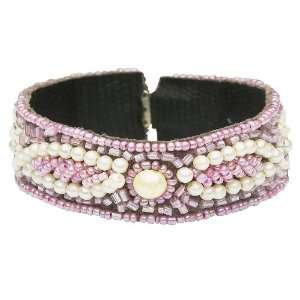  Lisbeth Dahl Lavender Cream Bracelet with Bead Decoration 