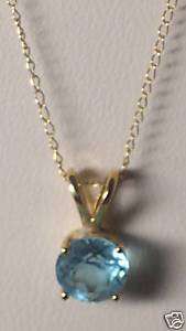 14K YELLOW GOLD BLUE TOPAZ NECKLACE  