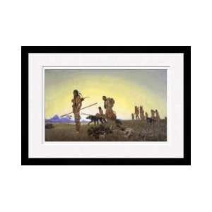 Kiowas Migrate With Dogs Pulling Loaded Travois Framed Giclee Print 