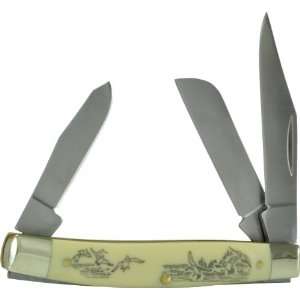 Schrade 334OTYDU2 5/16 Middleman 3 Blade Pocket Knife, Yellow Delrin 