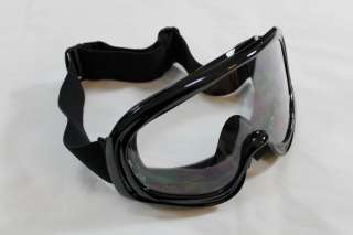 Ski Snowmobile Motorcycle Off Road Goggle Eyewear Black Frame Clear 