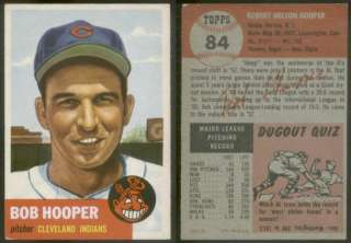 4004) 1953 Topps 84 Bob Hooper Indians VGX  