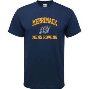  Merrimack Warriors Navy Mens Rowing Arch T Shirt Sports 
