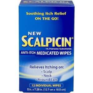  Scalpicin Anti Itch Medicated Wipes 12, count (Pack of 4 