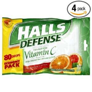 Halls Defense Assorted Citrus Eco Bag, 80 Count (Pack of 4)  