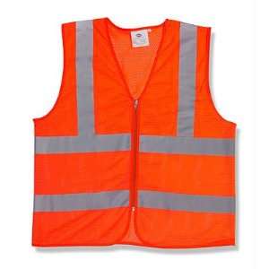  Class 2 Orange Mesh Safety Vest, Zipper Closure, Inside 