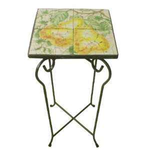 Folding Metal Plant Stand With Pear Mosaic Tabletop 12 x 