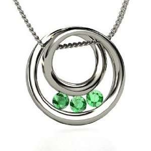  Inner Circle Necklace, Round Emerald Sterling Silver 