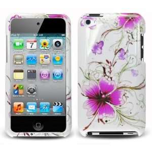  iPod Touch 4 Purple Flowers Design Protector Case Cell 