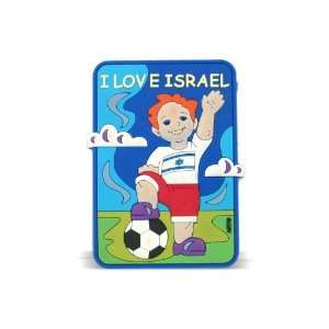  Rubber Magnet with I Love Israel and Boy Playing Soccer 