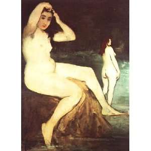   painting name Bathers on the Seine, By Manet Edouard