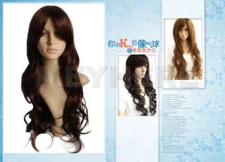 Long Wavy Curl Natural Lady Hair Wig Wigs Brown Women  