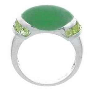    Sterling Silver Genine peridot and Green Genuine Jade Ring Jewelry