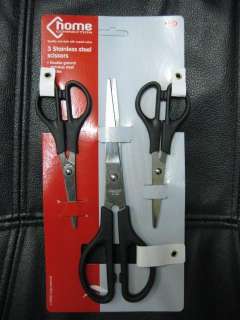 SET OF 3 STAINLESS STEEL SCISSORS CRAFT KITCHEN SEWING  