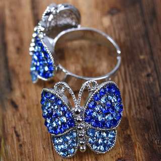 Choices Rhinestone Butterfly Adjustable S6.5 Ring 1P  