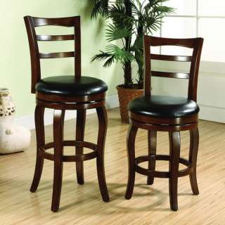 Solid Wood 29 Leatherette Swivel Bar Stool Chair  