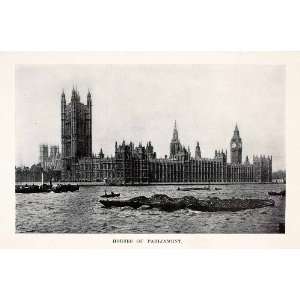  1905 Halftone Print Historic Landmark Parliament London England 