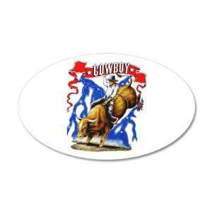  22x14 Oval Wall Vinyl Sticker Cowboy Riding Bull With 