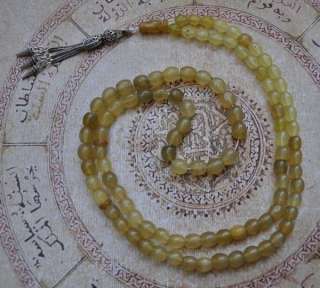 vintage 99 Lemon Stone Persian Panzahir Prayer Beads  