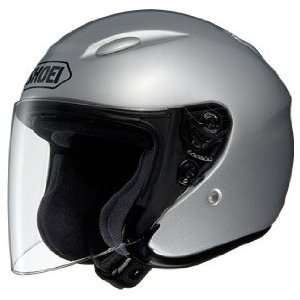   Open Face Metallic Motorcycle Helmet, Light Silver, Small Automotive