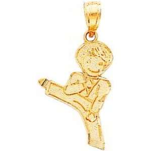  14K Gold Karate Boy Pendant Jewelry