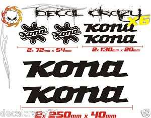 HIGH QUALITY Kona Bike Frame Decal Stickers x6 ctt01  