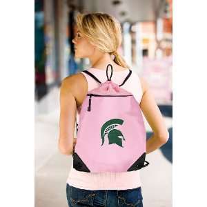  Michigan State University Pink Drawstring Bag: Sports 