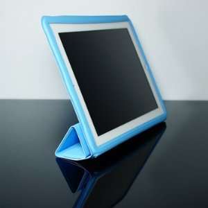 TopCase Blue Slim Leather MICROFIBER Case Cover for iPad 2 and The New 
