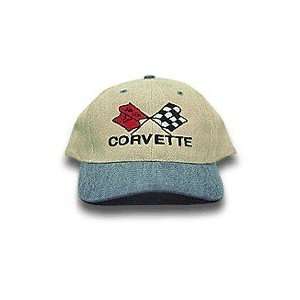  C3 Corvette Blue & Khaki Brushed Twill Hat: Automotive