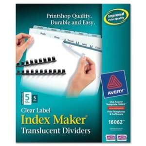  Index Maker Unpunched Clear Label Dividers, 5 Tab, Letter 