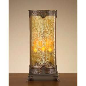    Three Light Antiqued Glass Table Top Hurricane: Kitchen & Dining