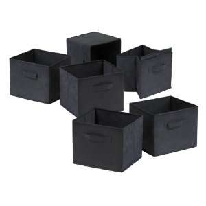    Capri Set of 6 Foldable Black Fabric Baskets
