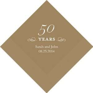 Wedding Favors 50 Years Printed Napkins   Set of 50   Beverage (Set of 