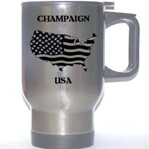  US Flag   Champaign, Illinois (IL) Stainless Steel Mug 