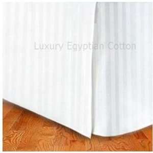 300TC Egyptian Cotton KING Tailored Bed Skirt WHITE Stripe:  