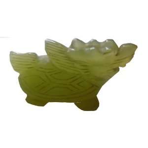  Green Jade Dragon Head Turtle Fengshui Figurine: Home 
