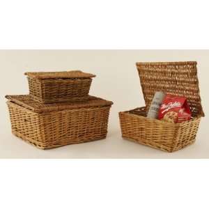  SET OF 3 Rectangular Stained Willow Storage Basket 