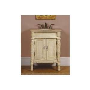  26 Inch Single Sink Bathroom Vanity in Antiqued White with 