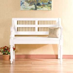   Antique White Mahogany Bench by Southern Enterprises